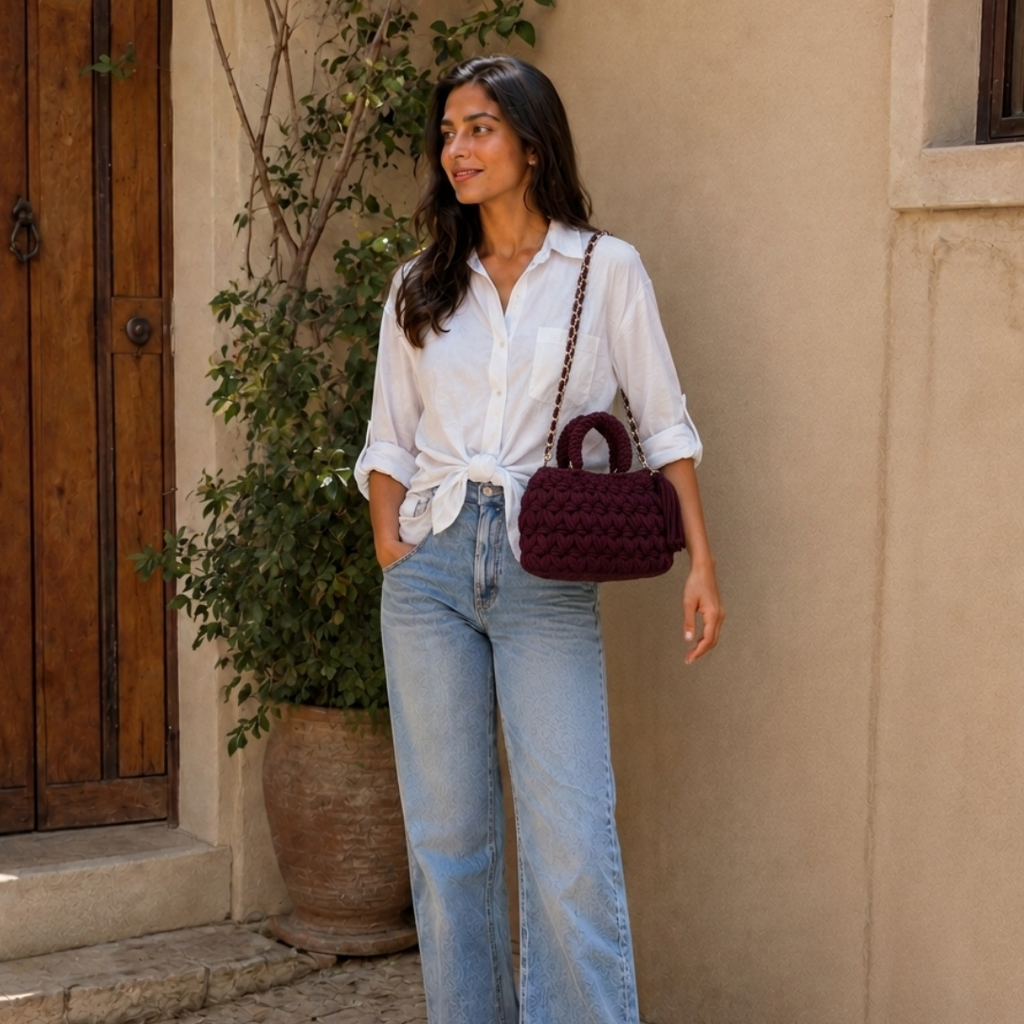 Fleur Bag | Burgundy / Hand, Shoulder or Crossbody Carry