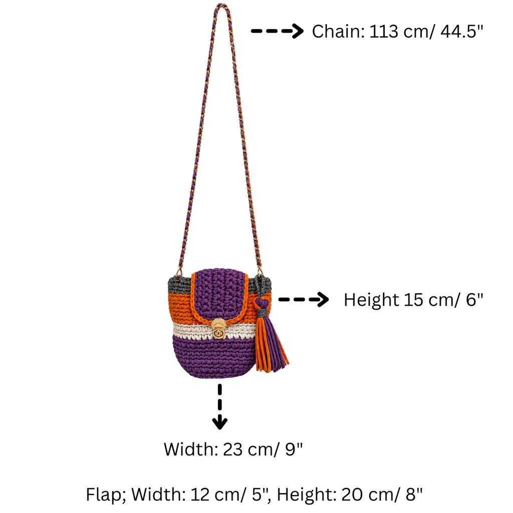 Crochet Bucket Sling | Purple, Stone Grey, Orange, White/ Shoulder or Crossbody Carry