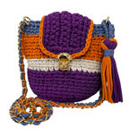 Crochet Bucket Sling | Purple, Stone Grey, Orange, White/ Shoulder or Crossbody Carry