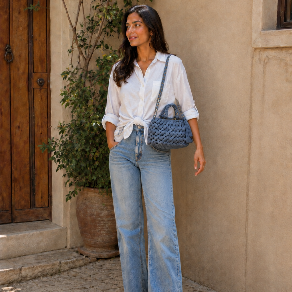 Fleur Bag | Stone Blue / Hand, Shoulder or Crossbody Carry
