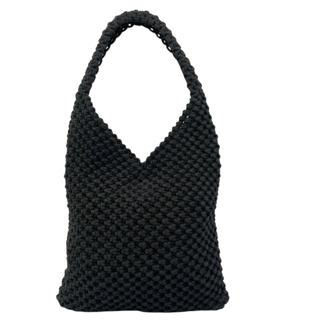 Macrame criss-cross / Macrame Shoulder Tote Black| Shoulder carry