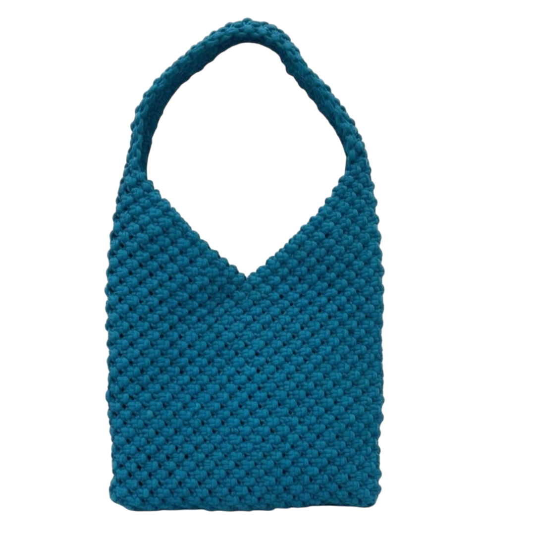 Macrame criss-cross / Macrame Shoulder Tote Blue | Shoulder carry