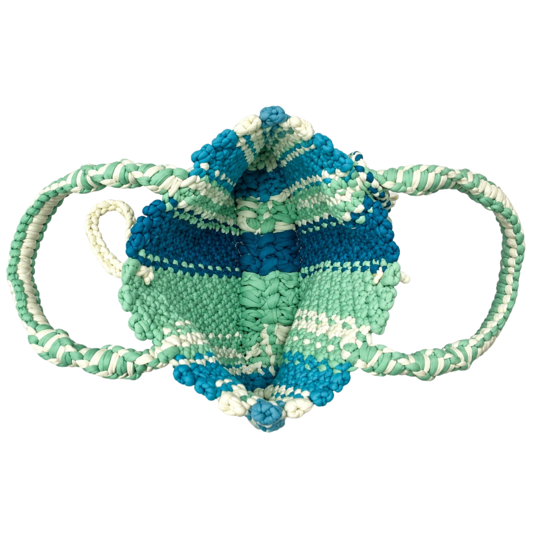 Macrame Mini Blue, Aqua Off white Sea Green | Hand carry