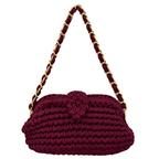 Crochet Snap Clutch | Burgundy/ Hand or Shoulder Carry