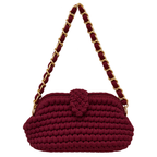 Crochet Snap Clutch | Maroon / Hand or Shoulder Carry