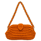 Crochet Snap Clutch | Orange/ Hand or Shoulder Carry