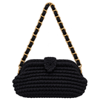 Crochet Snap Clutch | Black / Hand or Shoulder Carry