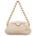 Crochet Snap Clutch | White / Hand or Shoulder Carry