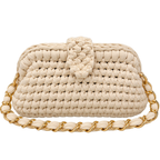 Crochet Snap Clutch | White / Hand or Shoulder Carry