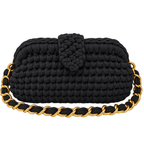 Crochet Snap Clutch | Black / Hand or Shoulder Carry