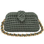 Crochet Snap Clutch | Ash Grey / Hand or Shoulder Carry