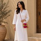 Crochet Bucket Sling | Fuchsia Pink, Light Peach, Lime/ Shoulder or Crossbody Carry