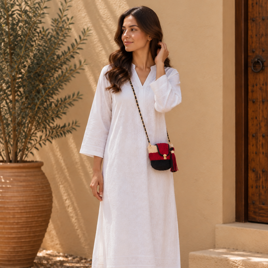 Crochet Bucket Sling |Red, Baby Pink, Black/ Shoulder or Crossbody Carry