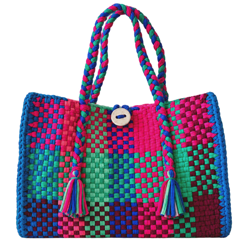 Oversized Tote / Hand / Shoulder Carry Midnight Peacock
