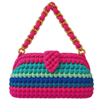 Crochet Snap Clutch | Bright Peacock / Hand or Shoulder Carry