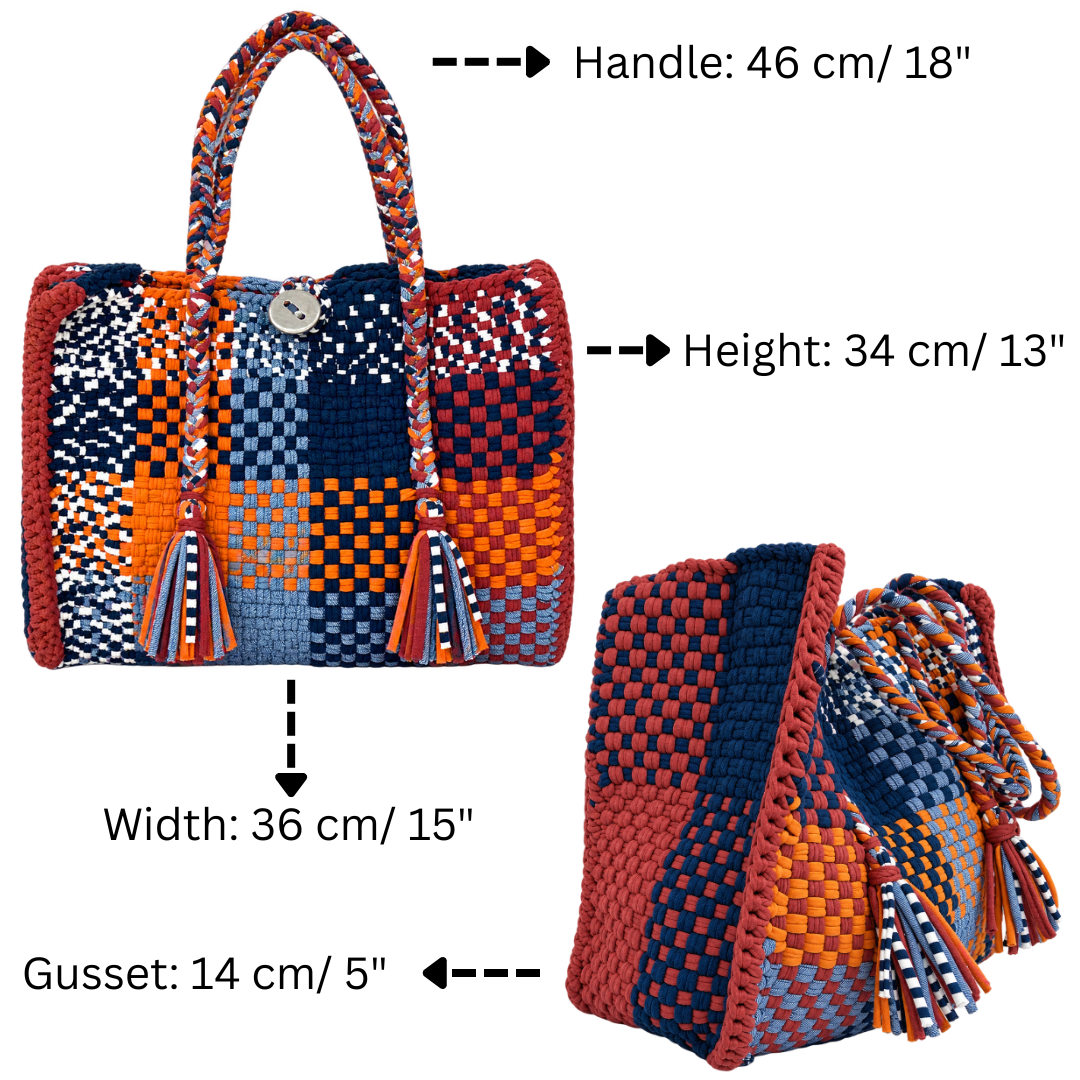 Oversized Tote / Hand / Shoulder Carry Navy Blue, Orange, Rust, Maroon, Denim Blue, Off White