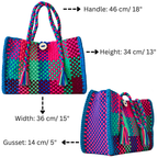 Oversized Tote / Hand / Shoulder Carry Midnight Peacock