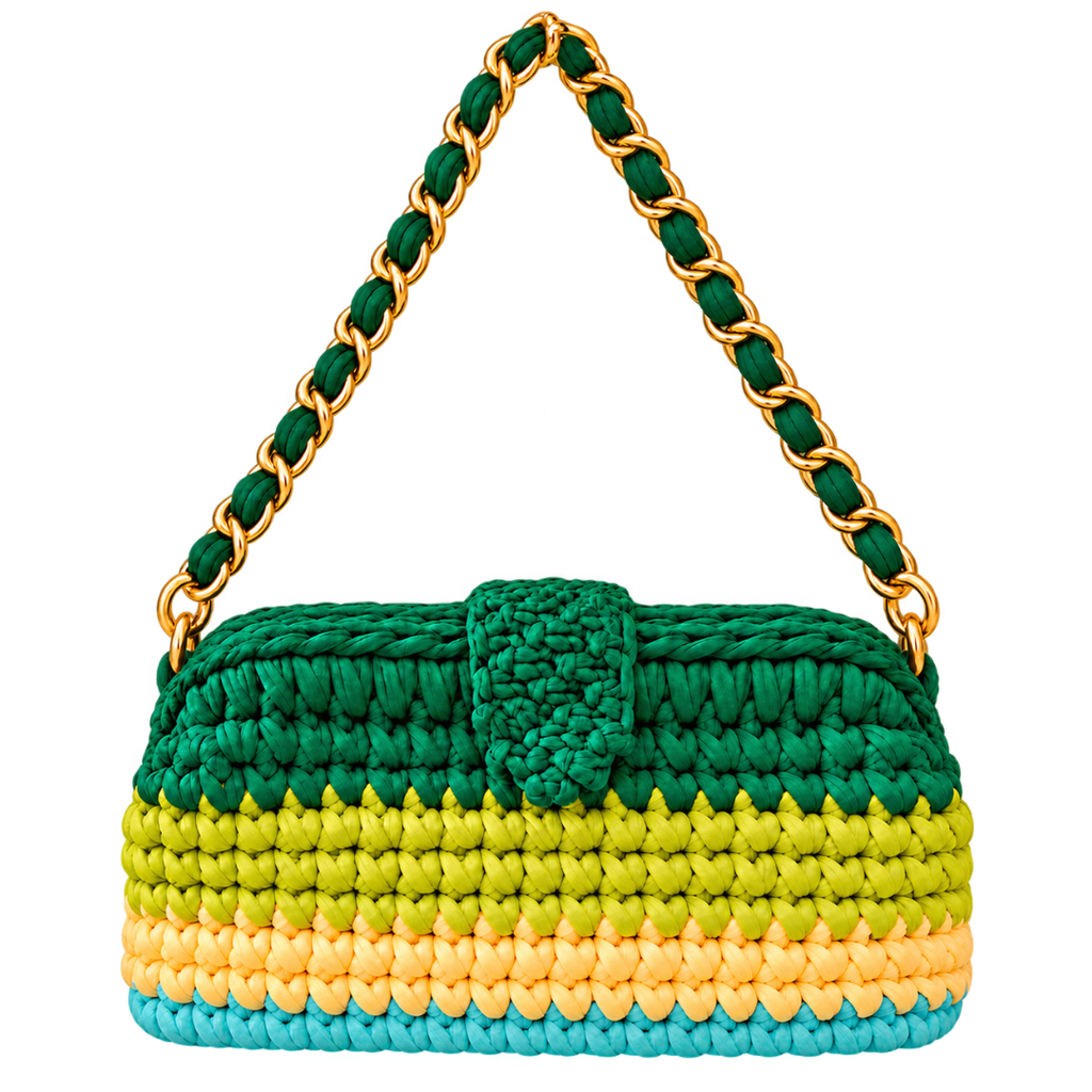 Crochet Snap Clutch | Lime Lagoon Hand or Shoulder Carry