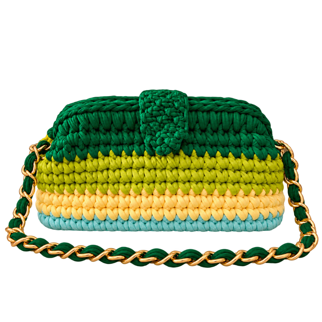 Crochet Snap Clutch | Lime Lagoon Hand or Shoulder Carry