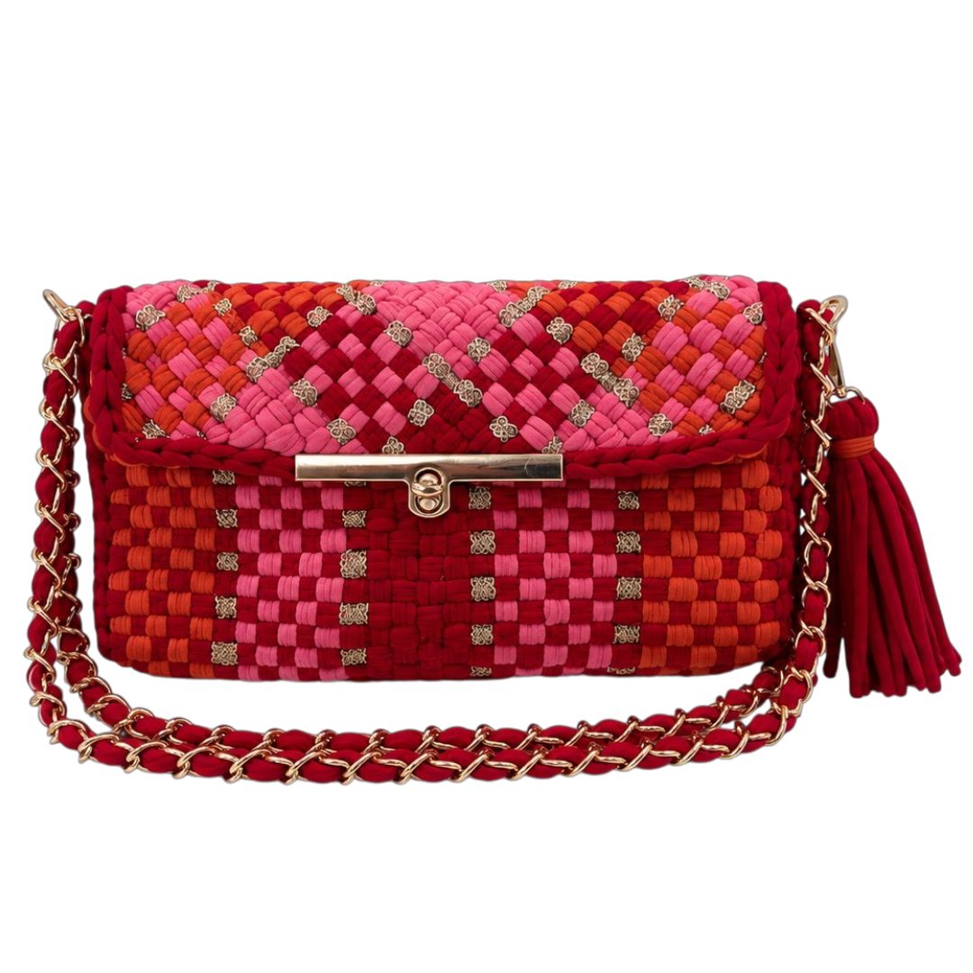 Mosaic Radiance Bag | Shades of Red, Pink, Orange / Shoulder Carry