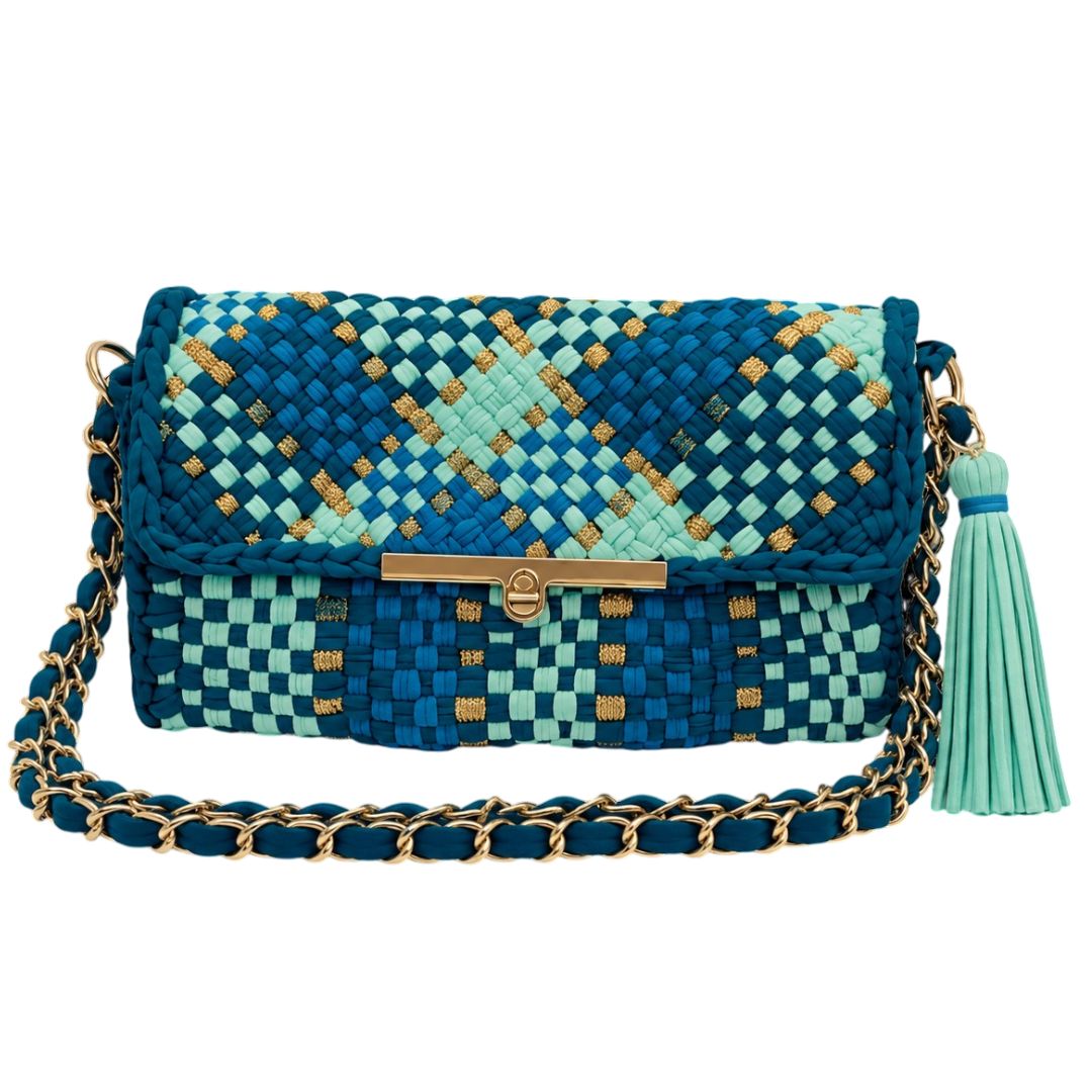Mosaic Radiance Bag | Deep Teal, Cobalt, Turquoise Blue / Shoulder Carry