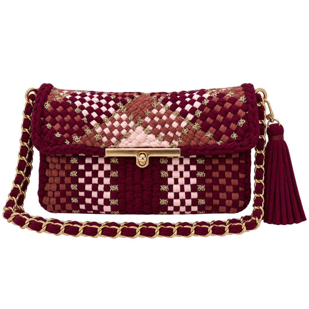 Mosaic Radiance Bag | Maroon, Blush Pink, Rust Brown / Shoulder Carry
