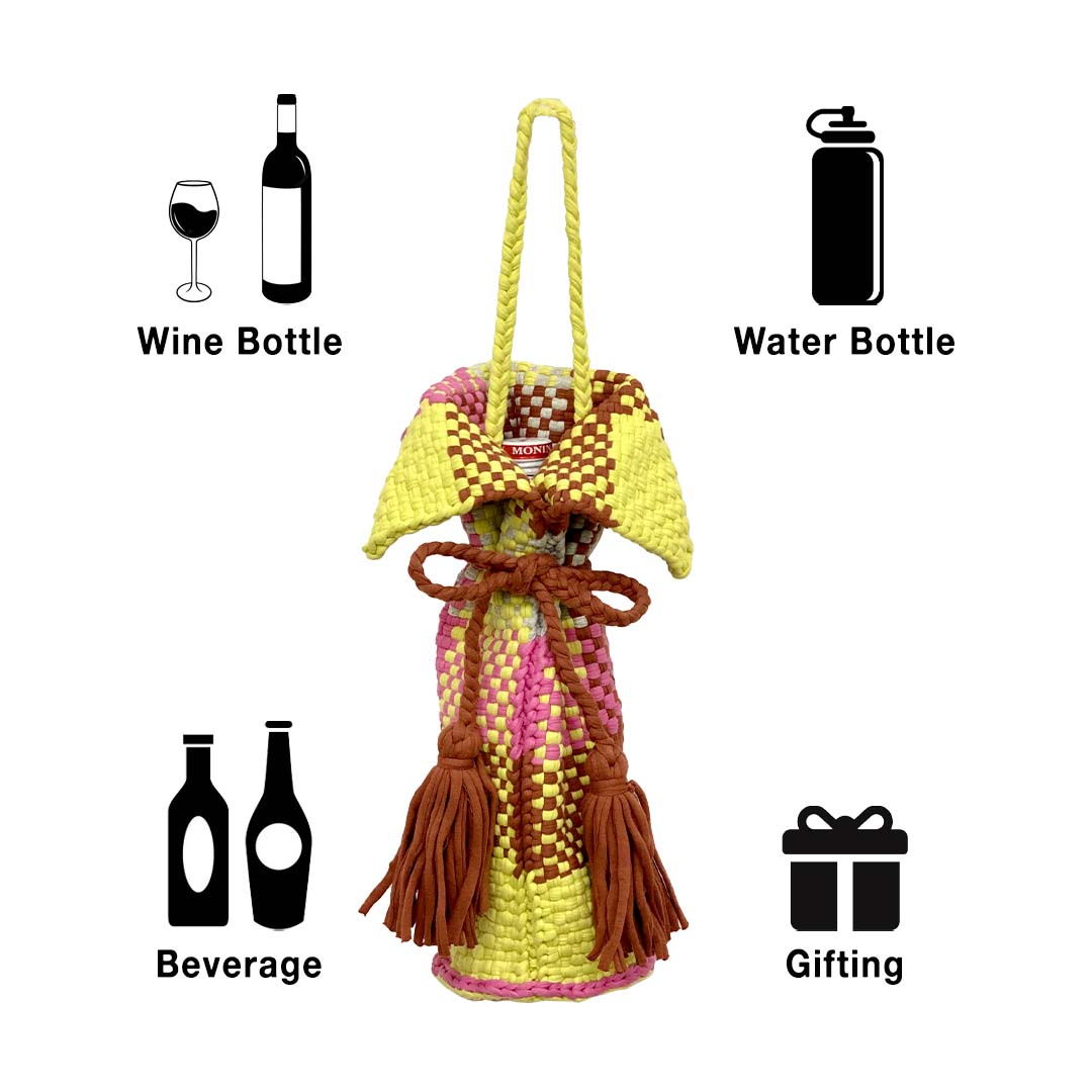 Image of Beverage Bottle Bag Clay, Pink, Yellow