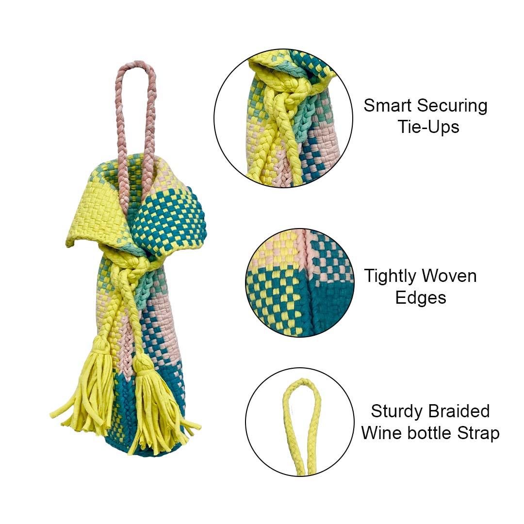 Image of Beverage Bottle Bag Clay, Crystal Teal, Yellow