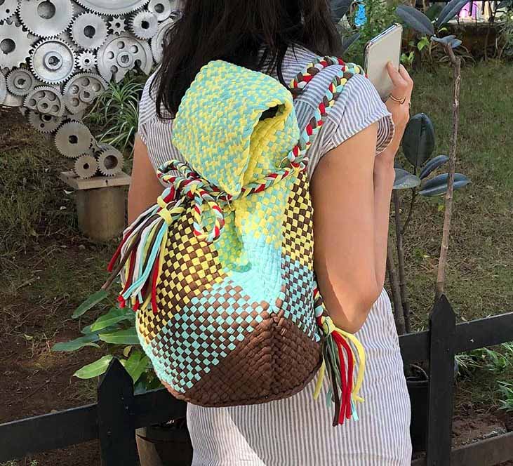 Image of Backpack Yellow Sea Green Brown Color Premium Collection | Shoulder carry