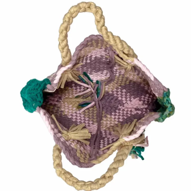 Image of Hand Tote / Tiffin Bags Green Light Pink Beige Color | Hand carry