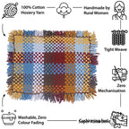 Bathroom Mat / Door Mat / Meditation Mat | Blue, Brown, Maroon, Light Grey, Dull Yellow