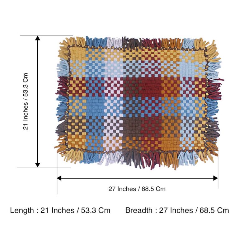 Image of Bathroom Mat / Door Mat / Meditation Mat | Blue, Brown, Maroon, Light Grey, Dull Yellow