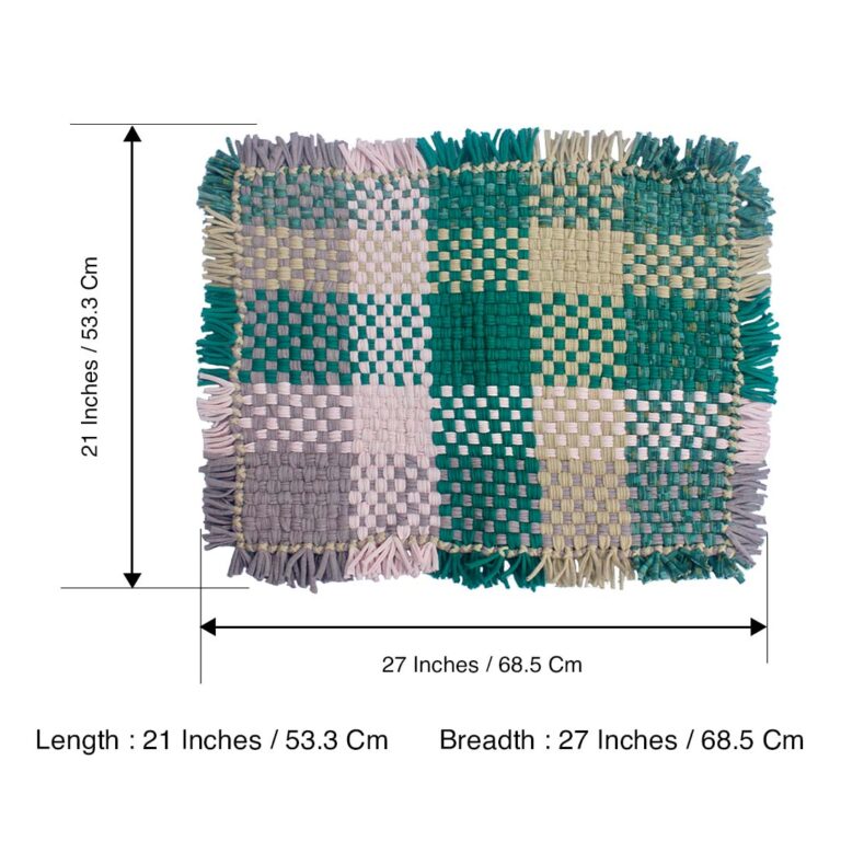 Image of Bathroom Mat / Door Mat / Meditation Mat | Green, Pink, Beige