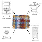 Bathroom Mat / Door Mat / Meditation Mat | Blue, Brown, Maroon, Light Grey, Dull Yellow