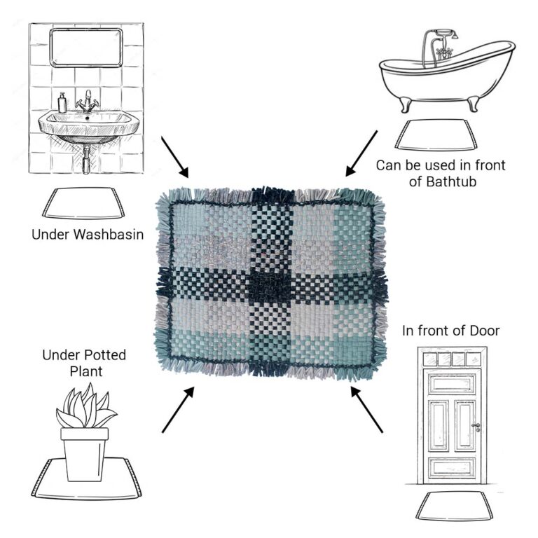 Image of Bathroom Mat / Door Mat / Meditation Mat | Teal, Grey, Light Grey