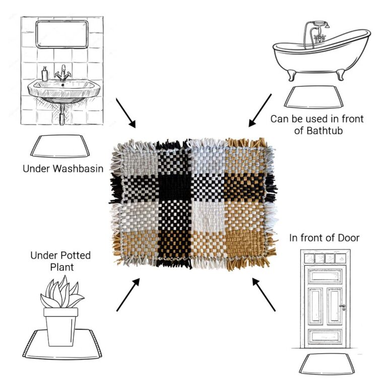 Image of Bathroom Mat / Door Mat / Meditation Mat | Grey White