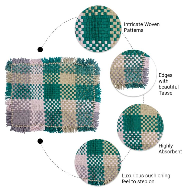 Image of Bathroom Mat / Door Mat / Meditation Mat | Green, Pink, Beige