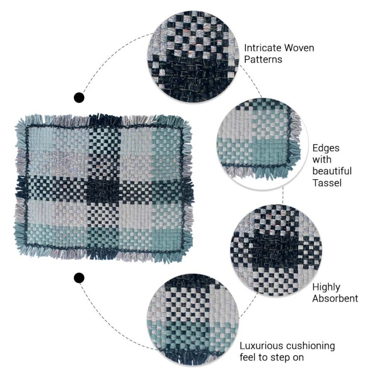 Image of Bathroom Mat / Door Mat / Meditation Mat | Teal, Grey, Light Grey
