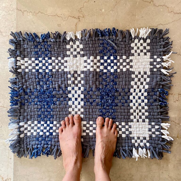 Image of Bathroom Mat / Door Mat / Meditation Mat | Grey, White, Blue