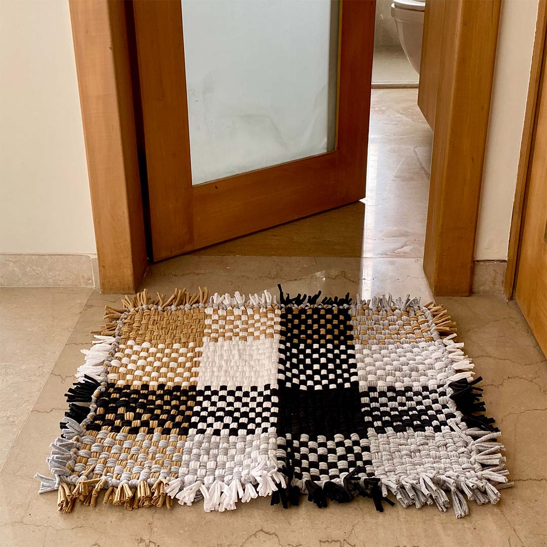 Image of Bathroom Mat / Door Mat / Meditation Mat | Grey White