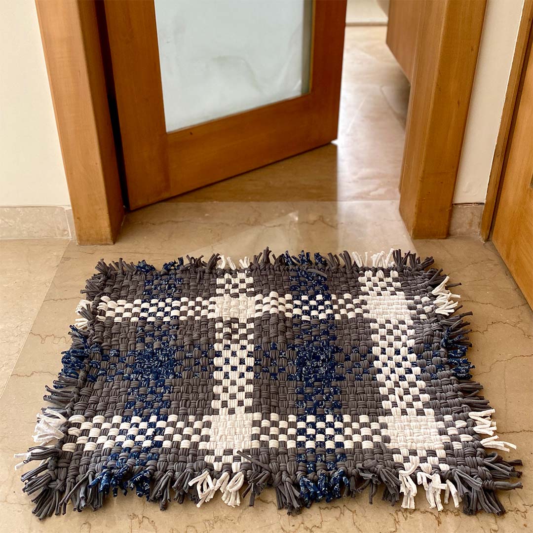 Image of Bathroom Mat / Door Mat / Meditation Mat | Grey, White, Blue