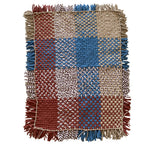 Tassel Floor Rug / Throw Blue Brown Beige Off White
