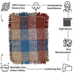Tassel Floor Rug / Throw Blue Brown Beige Off White