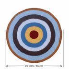 Round Crochet Floor Rug Blue Brown Light grey Maroon