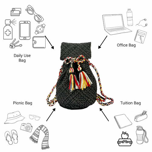 Backpack Black Charcoal Color Premium Collection | Shoulder carry