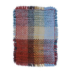 Tassel Floor Rug / Throw Brown Green Beige Light Grey