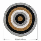 Round Crochet Floor Rug Beige White Black Grey