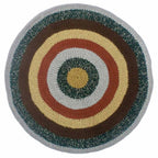 Round Crochet Floor Rug Brown Green Beige Light Grey