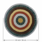 Round Crochet Floor Rug Brown Green Beige Light Grey