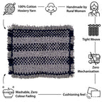 Bathroom Mat / Door Mat / Meditation Mat | Black, White Ikkat
